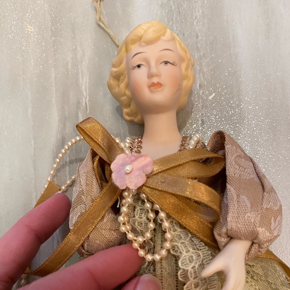 Elegant Victorian Style Dress Porcelain Doll Christmas Ornament - Picture 6 of 9